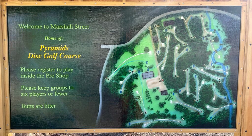 Disc Golf Etiquette - Pyramids Rules and Map Sign